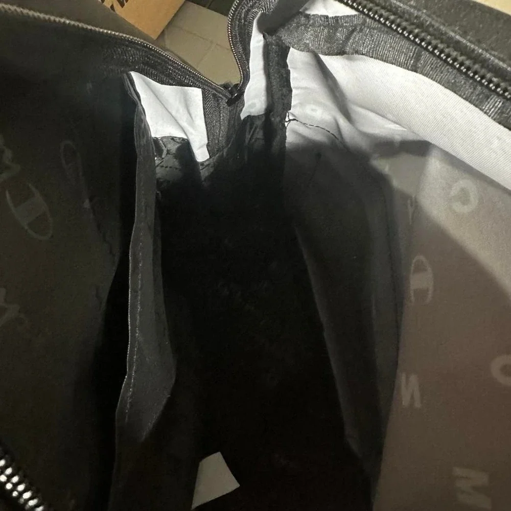 Champion Black Monogram Logo Backpack Laptop Sleeve School Travel Bag NEW